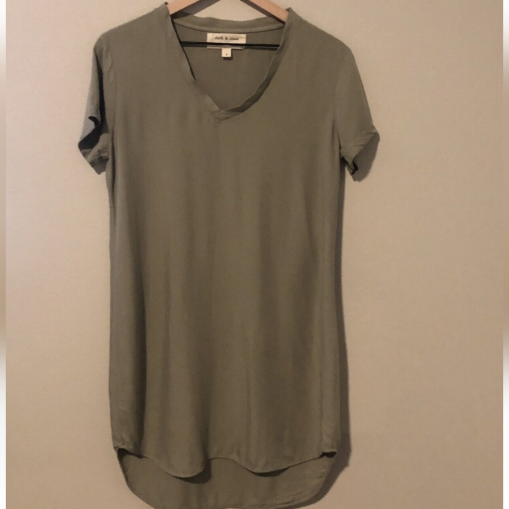 Anthropologie Cloth & Stone Green Khaki Crispin Mini Tunic Dress Size Small